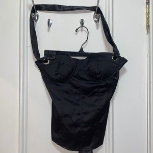 NWT black satin corset